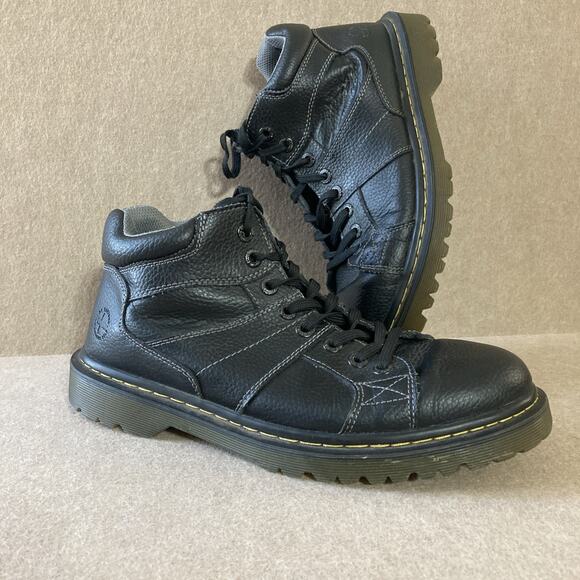 Dr. Doc Martens Boots Mens Sz 11 Black Leather Harrisland Combat Goth Retro 90s - Picture 2 of 9
